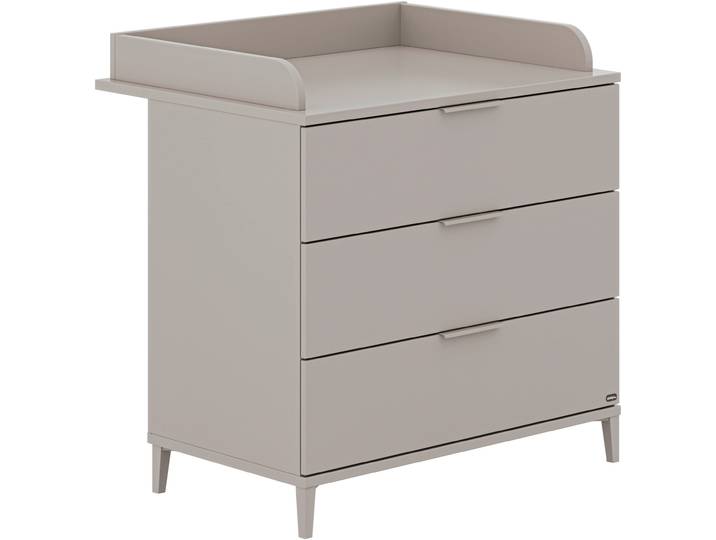 Wickelkommode YUNY BY PAIDI BROTHER STU mit abnehmbarem Aufsatz und 3 Schubladen , grau (taupe, taupe), B:94,7cm H:87,9cm T:52,4cm, Holzwerkstoff, Wickelkommoden, Wickelkommode, Kommode in Taupe, 95 cm Breite, geprüfte Sicherheit, Soft-Close