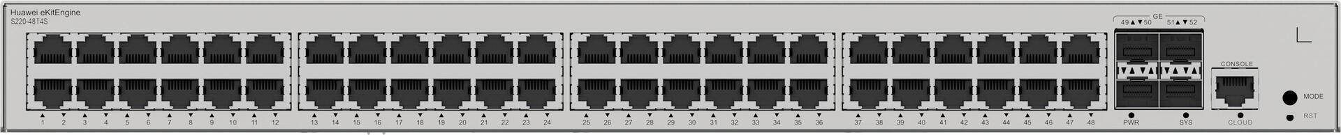 HUAWEI eKit S220 Series S220-48T4S, Managed, L2, Gigabit Ethernet (10/100/1000), Rack-Einbau, 1U