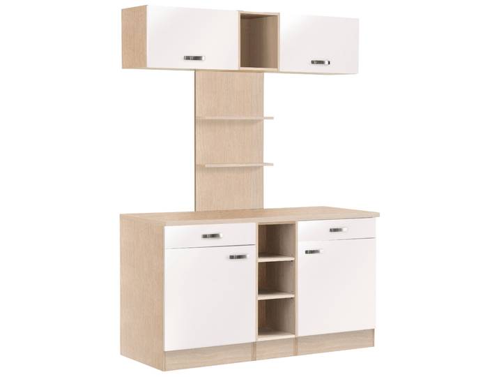 Buffet OPTIFIT Faro , weiß (weiß glanz), B:150cm H:206,6cm T:60cm, Schränke, Buffet, mit Metallgriffen, Breite 150 cm