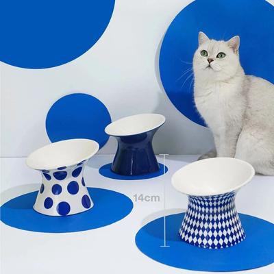 Inspired Finds Elevated Ceramic Cat & Dog Bowls With Anti Tip Base blue