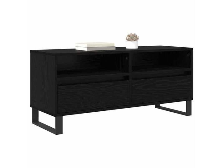 CHIC Noir Meuble TV Moderne - ZENCORE - MEUBLE DE SEJOUR - Cabinet TV - avec tiroir Chêne noir 100x34 5x44 5cm 5975