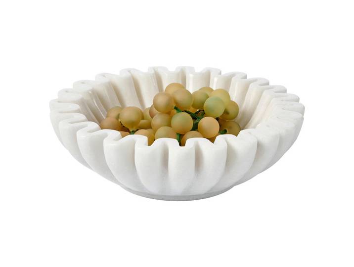 Ambia Home Dekoschale, Weiss, Stein, Uni, rund, 6 cm, Lfgb, Handmade in India, lebensmittelecht, Dekoration, Dekoschalen