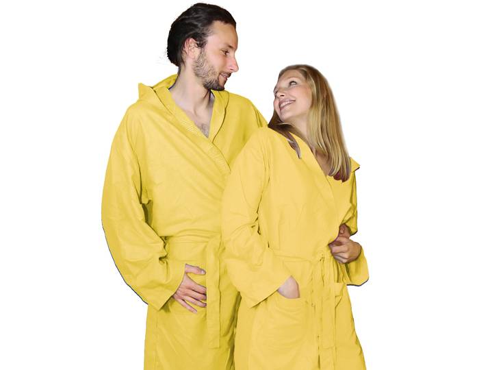 Mikrofaser-Bademantel, 80% Polyester, 20% Polyamid, gelb L