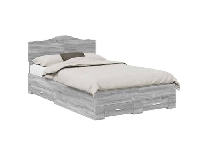 Bettgestell Grau Sonoma 120x190 cm mit Schubladen Holzwerkstoff Bettrahmen
