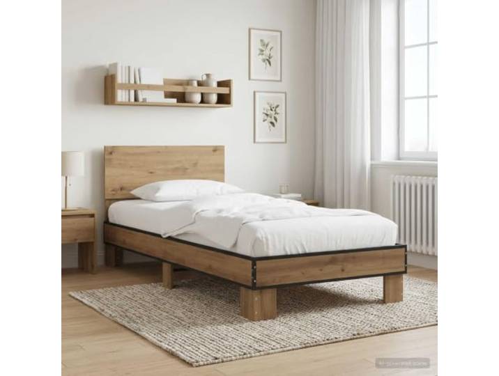 RJPLMFV Bettgestell mit Kopfteil Eiche 80x200 cm Holz aus Holz, rechteckiges Design, feste Latten im Lieferumfang enthalten, einfache Reinigung