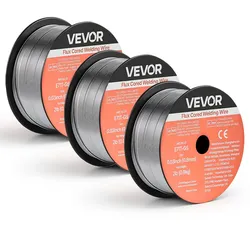 VEVOR Fülldraht 0,8 mm, MIG-Schweißdraht E71T-GS, 0,9 kg Gaslose Drahtrolle mit Geringer Spritzerbildung für Alle Schweißpositionen, Selbstschützend für den Außeneinsatz (3 Rollen pro Packung)