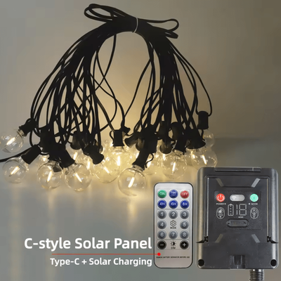 Inspire Curations G40 Solar USB Globe String Lights 10 25 Bulbs c style Solar Type c 14.5m 25leds