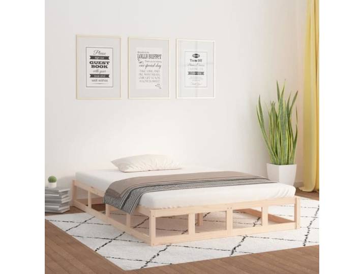 Elegant 200 x 200 cm Cadre de lit Adulte 200x200 cm Bois massif 25 Kg