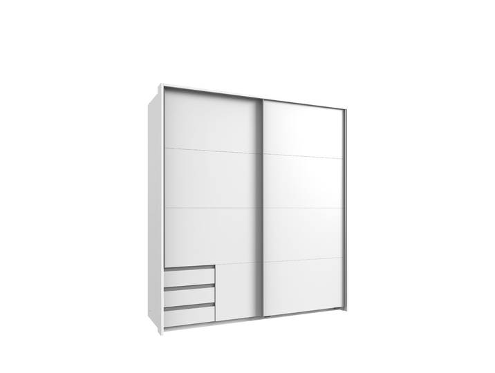 Schwebetürenschrank 2-trg. Kleiderschrank 183 cm Weiß Außenschubladen Passepartout / 22695