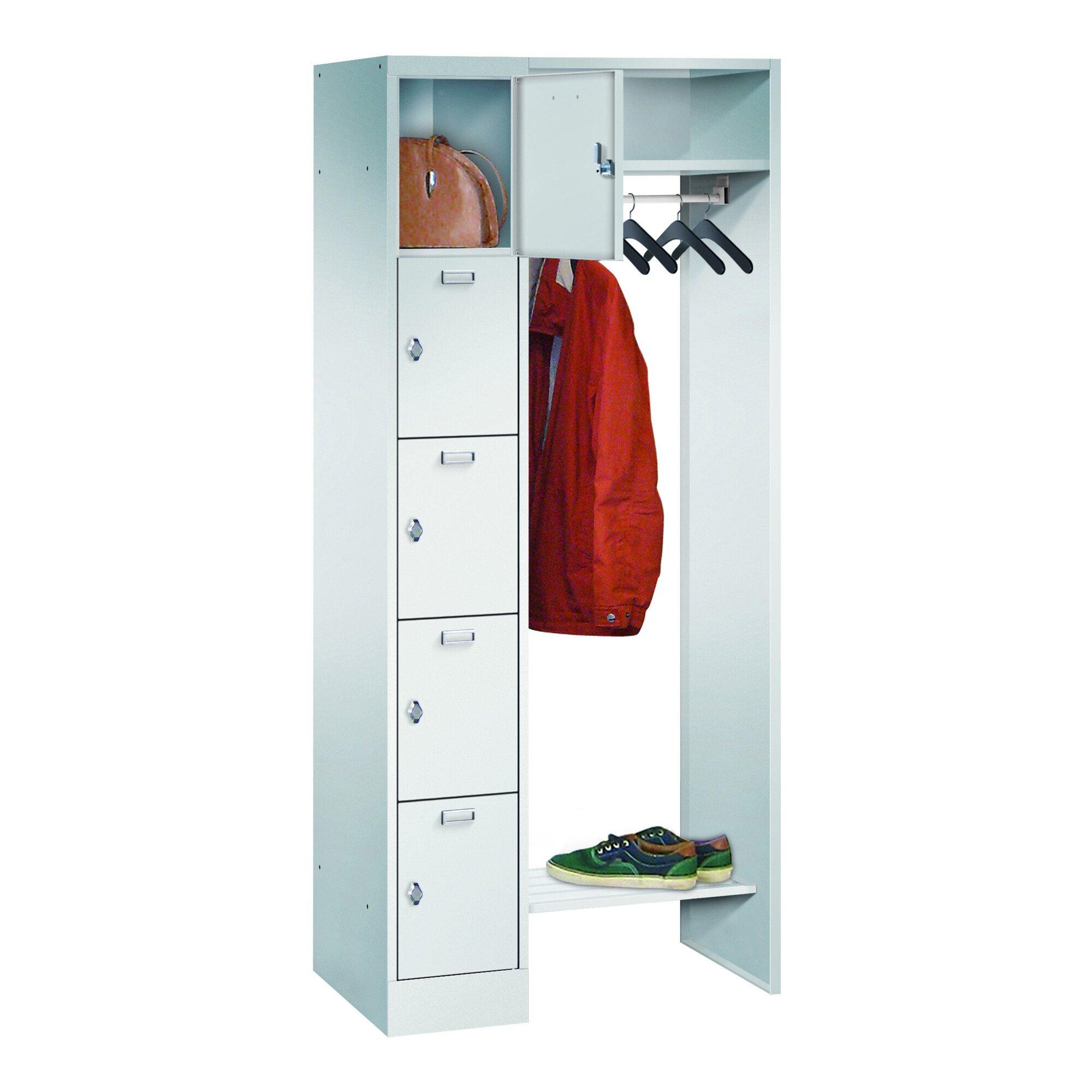STIER Garderobe, 1 Säule m. 5 Fächern, AB 300 mm, Hutabl. 450 mm, Drehr., RAL 7035 (906493)