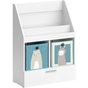 Vicco Bücherregal Luigi, weiß, mit 4 Faltboxen, Kinderregal aus Holz, 4 Fächer & 1 Schublade, 72 x 96,2 x 31cm