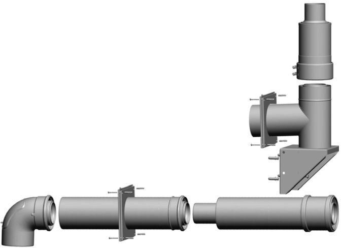 Wolf Bausatz 2651907 DN 60/100, bis 24 kW, raumluftunabhängig, für Abgasleitung-Fassade