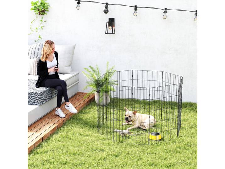 PawHut Enclos Chiens Pliable Métal 50x80cm Noir