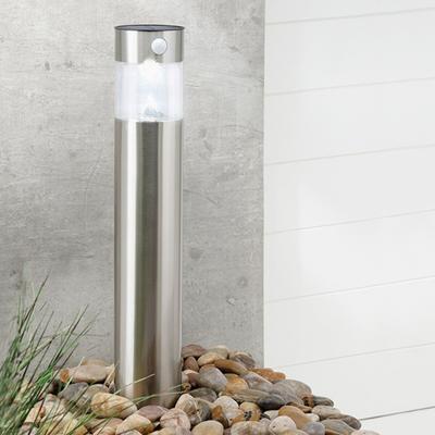 Haushalt International HI 70344 Edelstahl Solar Wegeleuchte Pfostenlampe mit Bewegungsmelder