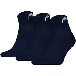HEAD Unisex Quarter Socken, 3er Pack - All Sports Training Quarter 3P, Logo, einfarbig Dunkelblau / 39-42