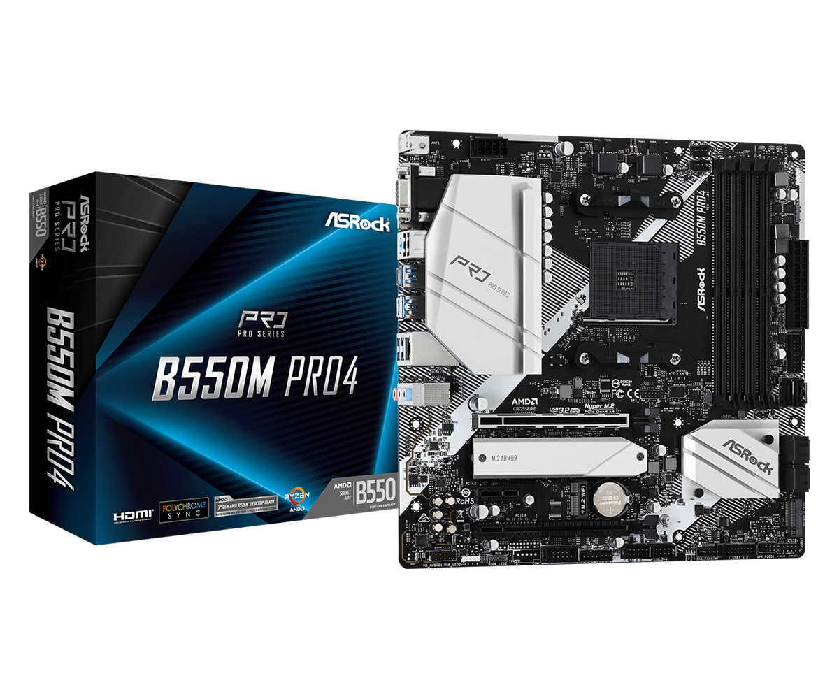 ASRock B550M Pro4 mATX Mainboard - Sockel AM4
