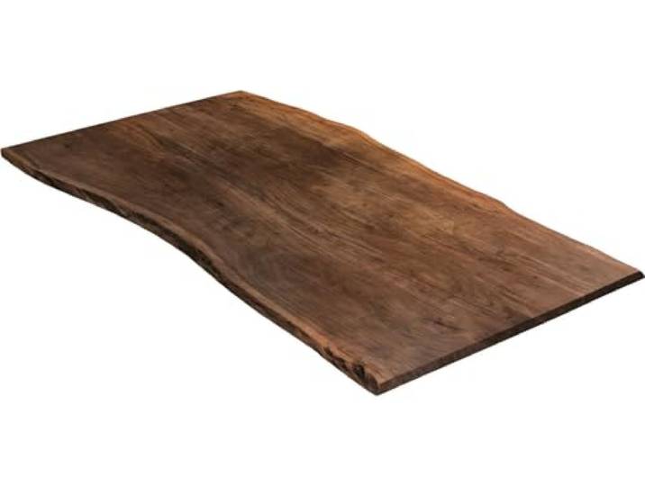 SAM Tischplatte 140x80 cm Akazie nussbaum lackiert Baumkante Holzplatte Baumkanten-Platte massiv, für Heimwerker, Arbeitsplatten, Tische & UVM., Kombinierbar mit unseren Tischgestellen
