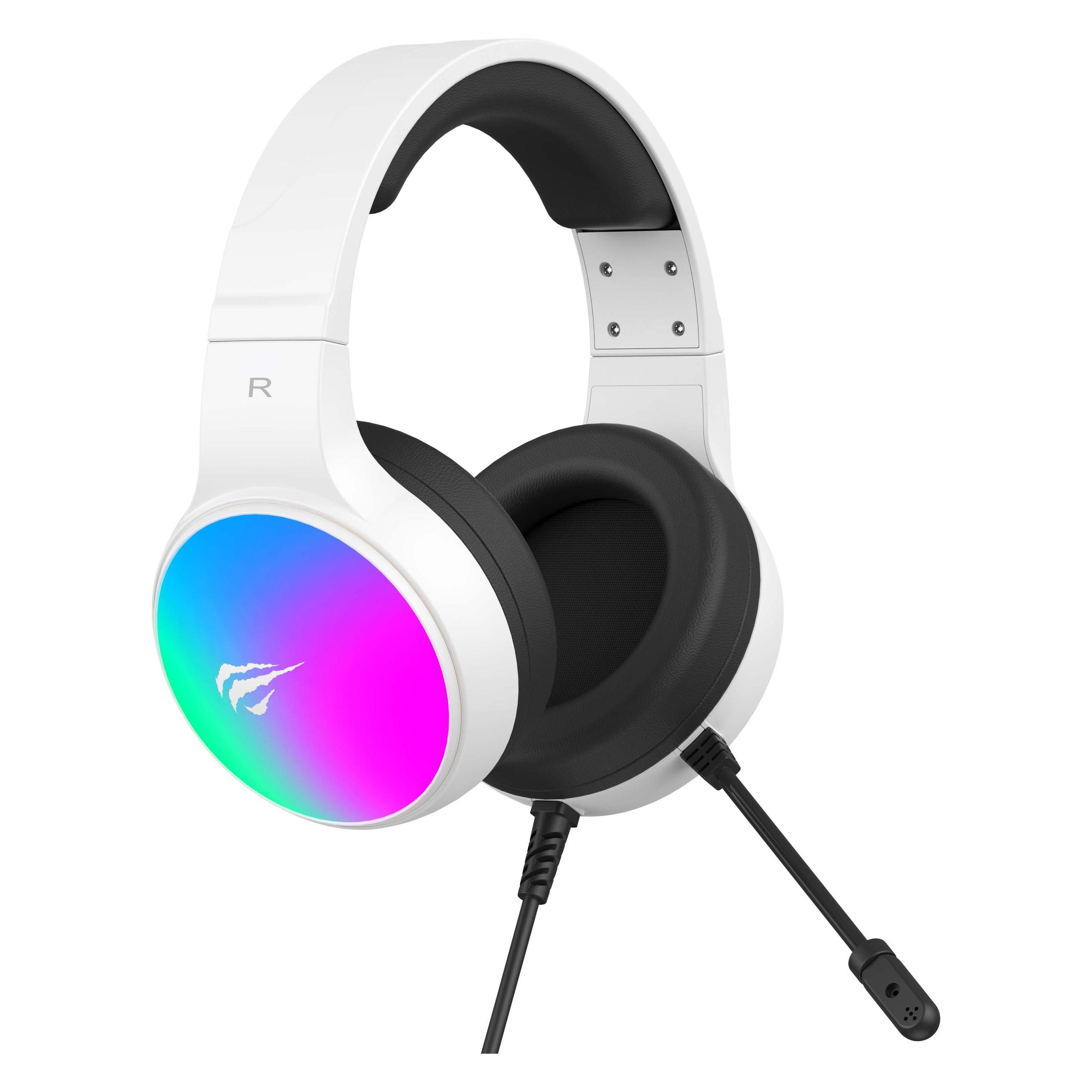 Havit - Gaming Headphones (H2043U) - with Microphone, 50mm Speaker, USB, 2.1m - White (Kabelgebunden) (H2043U)