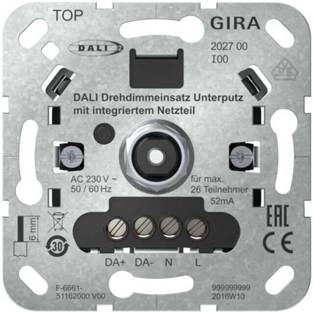 Gira DALI Module variateur rotatif encastré avec alimentation 202700 (202700)