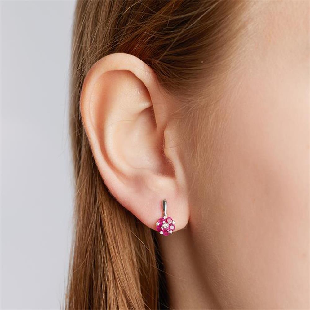Unique Blüten Diamant-Ohrschmuck Rubine 0,838 ct gesamt rot