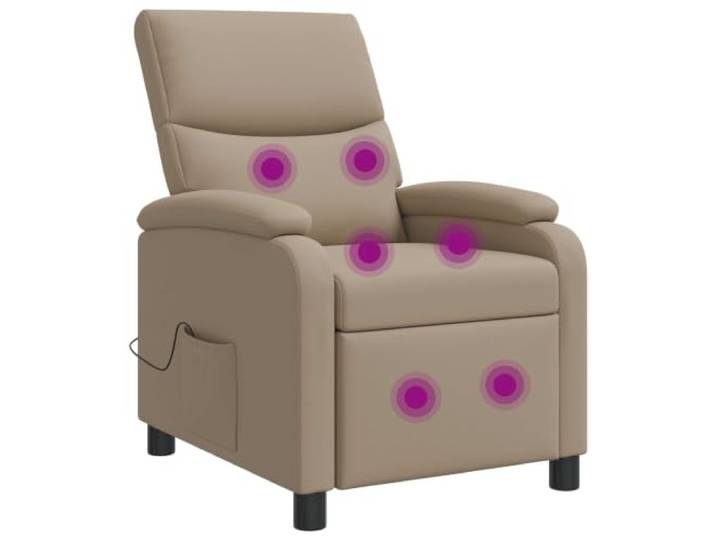 NLQMSU Massagesessel, neigbar, Cappuccino, Kunstleder Neigung 115° bis 160°, 6 gezielte Massagepunkte, Fernbedienung, flache Armlehnen, Schaumstoff- und Faserpolster