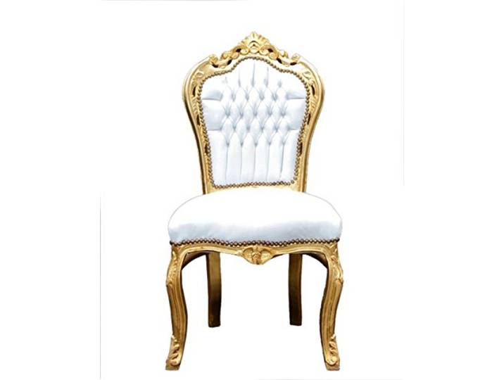 Casa Padrino Barock Esszimmer Stuhl Weiß/Gold - Möbel Antik Stil