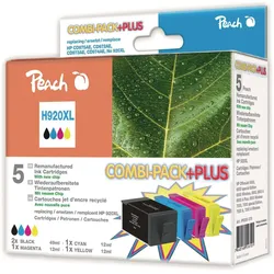 Peach, Druckerpatrone, Spar Plus Tintenpatronen mit Chip kompatibel zu No. 920XL (BK, C, M, Y)