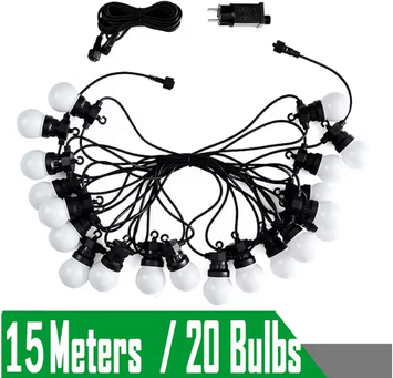 Uplift Curations 23M G50 Waterproof Outdoor String Lights Plug In Globe LED Garland For Patio & Events 15meters 20bulbs