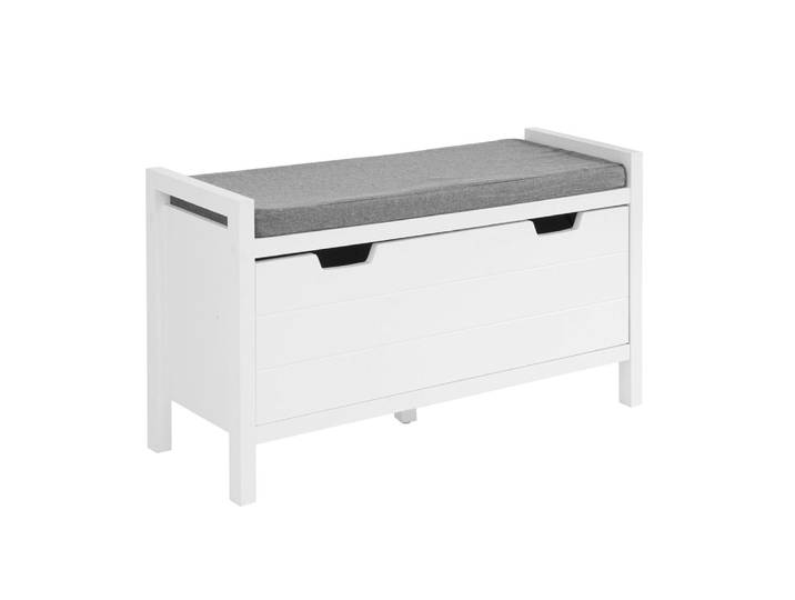 Banc de rangement effet bois blanc