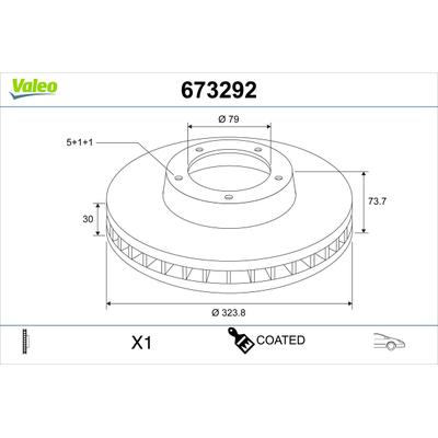 VALEO Bremsscheibe 673292 Vorderachse belüftet 324mm 30mm für BMW
