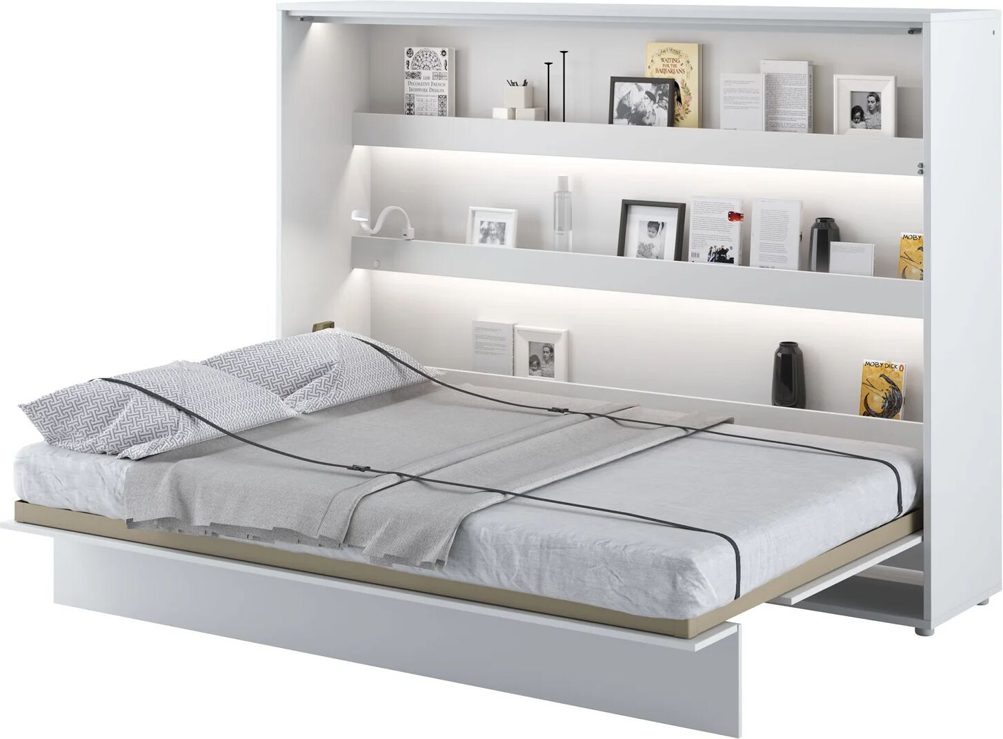 garneroarredamenti Letto a scomparsa orizzontale 160x200 cm matrimoniale bianco Camelio