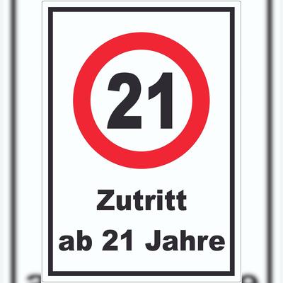 HB-Druck Zutritt ab 21 Jahre Aufkleber A7 (74x105mm)