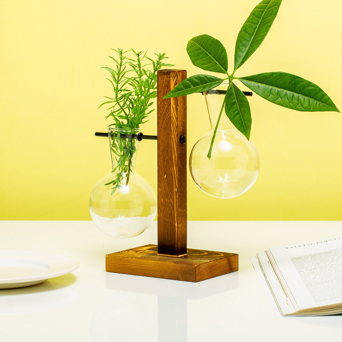 Winkee Houten Stekjesvaas met 2 glazen