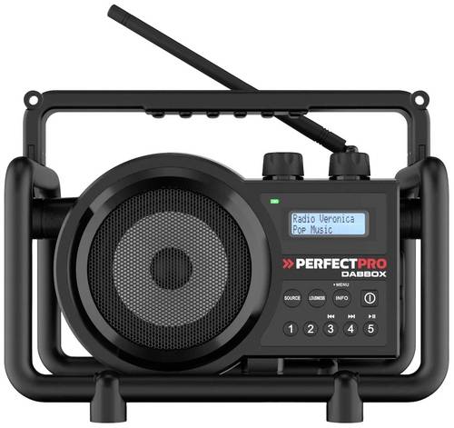 PerfectPro DABBOX Baustellenradio DAB+, UKW AUX, Bluetooth stoßfest Schwarz