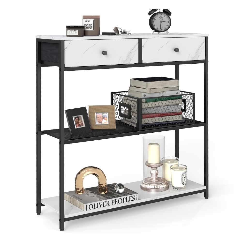 VASAGLE Schmaler Konsolentisch mit zwei Stoffschubladen LNT092W01