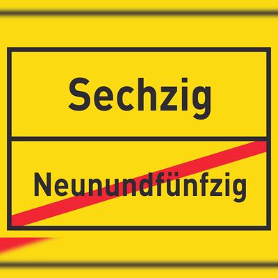 HB-Druck Sechzig Neunundfünfzig Schild Ortsschild A6 Rückseite selbstklebend