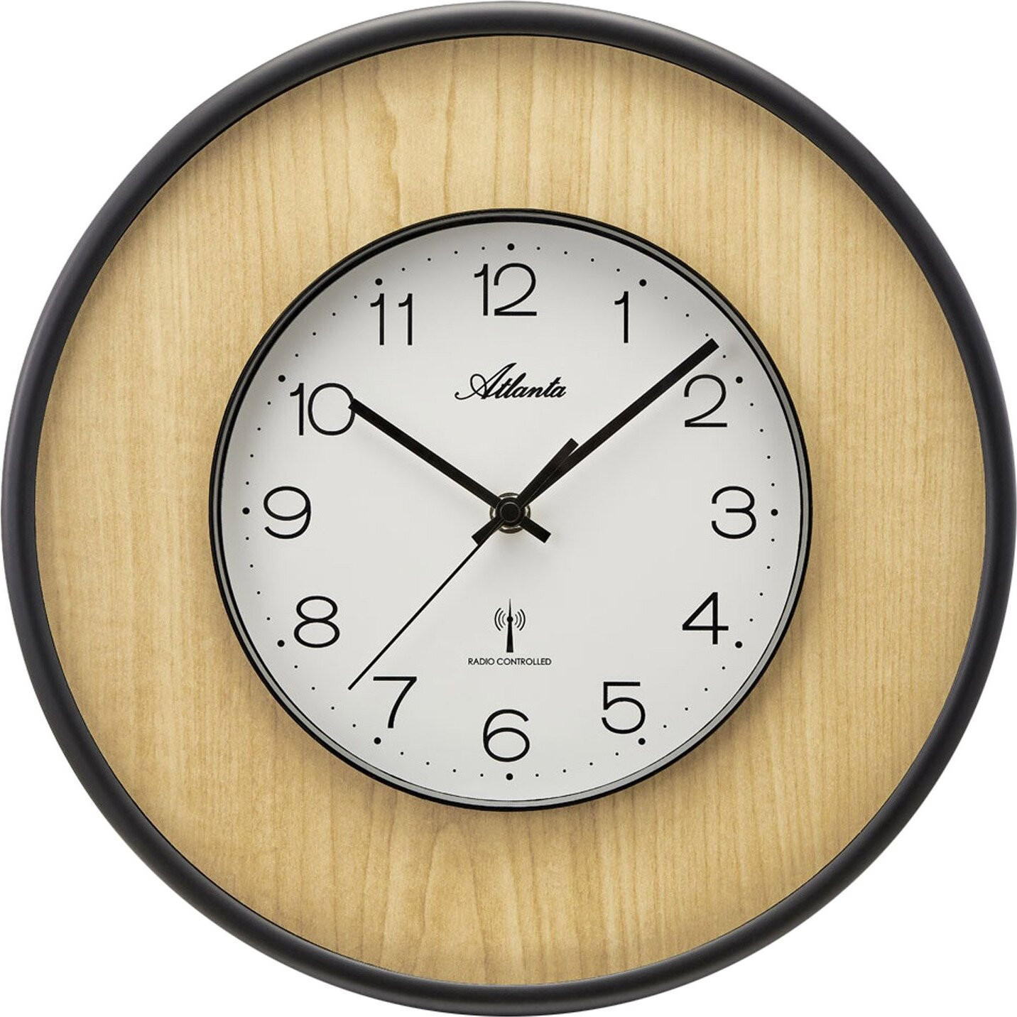 Atlanta 4540/30 funkwekker voor aan de muur zwart/beige