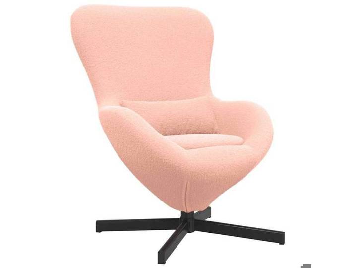 SARA@Fauteuil avec design de œuf Rose Tissu ressemblant à de la laine bouclée - Fauteuil mixe 1 personne HO75023