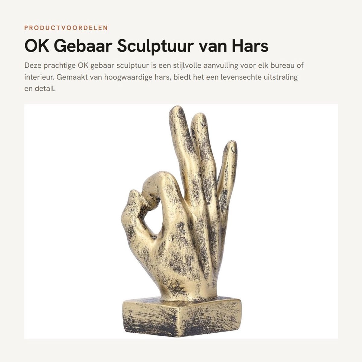 Dailygoods Gebaar Sculptuur Hars Levensecht Decoratie Beeld