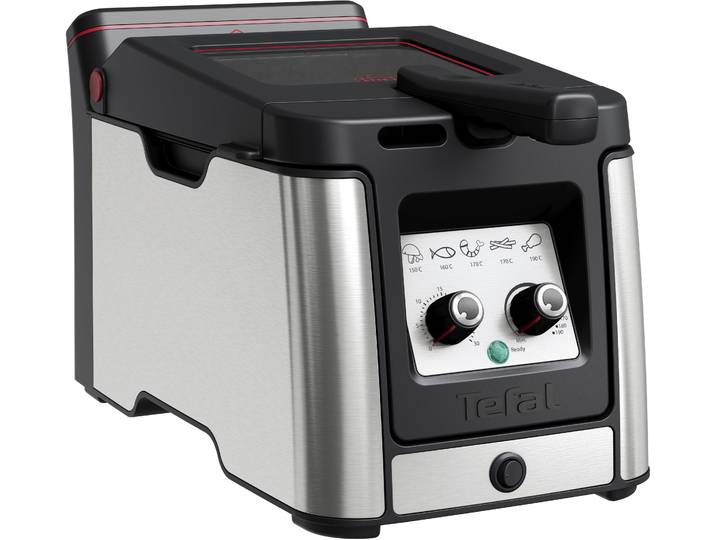TEFAL Fritteuse Clear Duo , schwarz (edelstahl, schwarz), B:25cm H:24cm T:44,5cm, Fritteusen, aktives Filtersystem, Thermostat, Timer, FR600D, Fritteuse