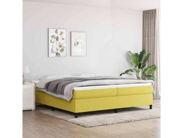 KGHFDVB Bett Grün 203 x 200 x 35 cm aus Holzwerkstoff Polyester Stoff 100% Polyester, Sperrholzlatten für gleichmäßige Gewichtsverteilung, stabile Stützbeine, für Schlafzimmer, Matratze