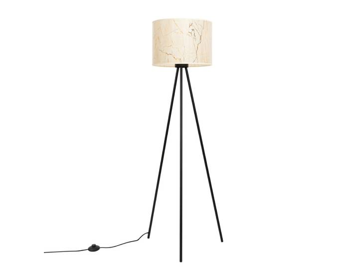 Lampadaire tissu/pvc/acier marbre beige/noir h 135 cm