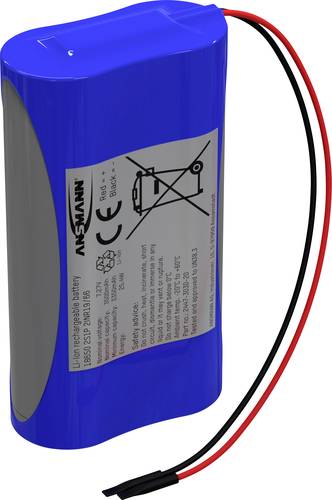 Ansmann 2S1P Akkupack 2x 18650 Kabel Li-Ion 7.2V 3500 mAh