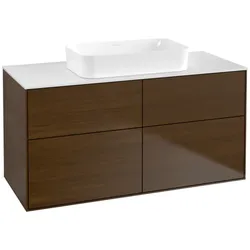 Villeroy und Boch Finion Waschtischunterschrank G67100GN 120x60,3x50,1cm, Glass White Matt, Walnut veneer
