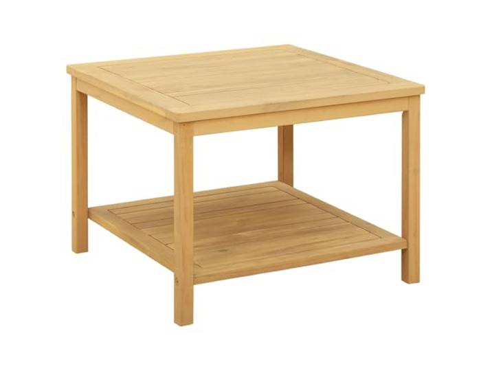 Beistelltisch Massivholz Akazie 60x60x45cm Öl Akazienrahmen, Holzbein, Plattenplatte, rustikaler Stil, Terrasse, Pool, Wohnzimmer
