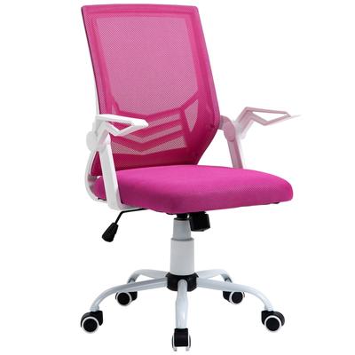 Vinsetto Bürostuhl ergonomisch Lendenwirbelstütze klappbare Armlehnen atmungsaktives Netz 120 kg/Pink