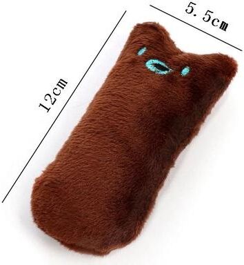 Inspired Finds PurrMint Interactive Catnip Plush Chew Toy For Teeth Cleaning & Play large Coffee