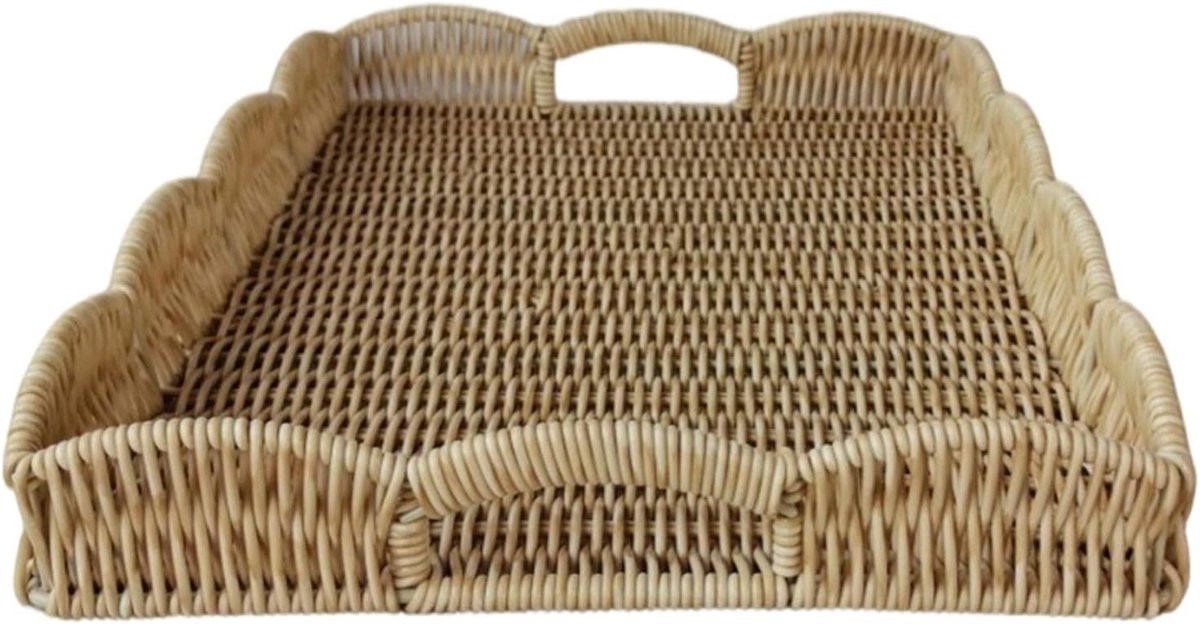 Geweven Dienblad Rotan Mand met Handvatten - Geel - 37,5 cm