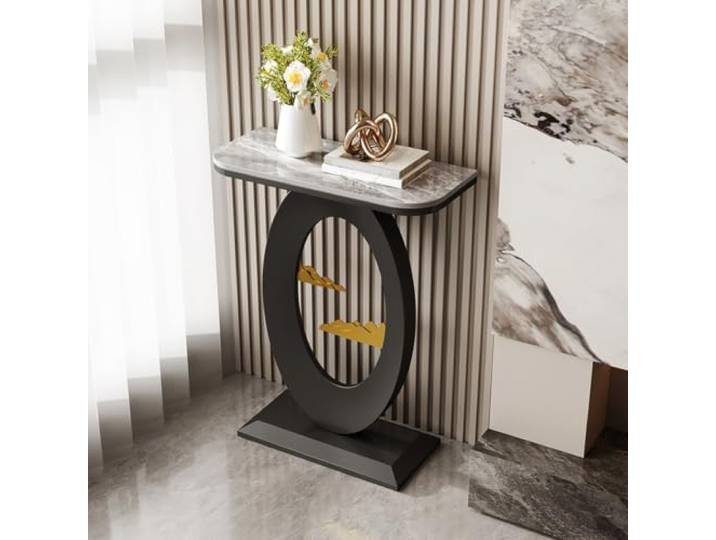 ZSCNYHMT Konsolentisch für Eingangsbereich aus Sinterstein mit Eisenrahmen Wasserabweisende Oberfläche, einfache Reinigung, stabile Tragkraft, für Flur und Wohnzimmer(A3,80cm/31.5in)