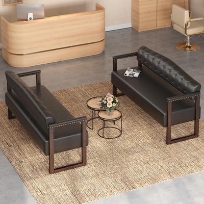 Kodotan sofa "2-Piece Salon Waiting Room Bench Set, 57.83"" Mid-Century Modern Reception Sofa Bench with Tufted Backrest & Nailhead Trim"